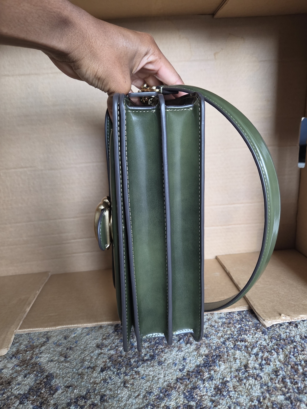 Coach Olive Green Spazzolato Leather Tabby 26 Shoulder Bag with Brass Hardware - Picture 10 of 16